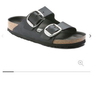 Birkenstock Black Sandals with Silver Buckles